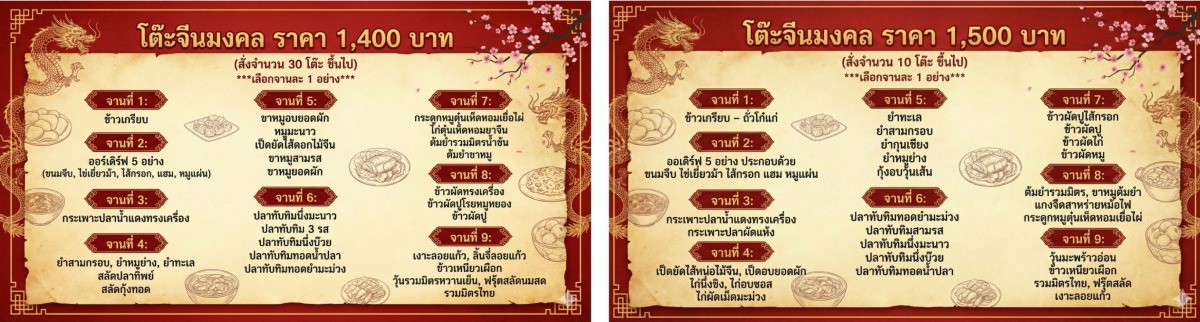 เมนูอาหารโต๊ะจีน 14001500 เมนูอาหารโต๊ะจีน 14001500