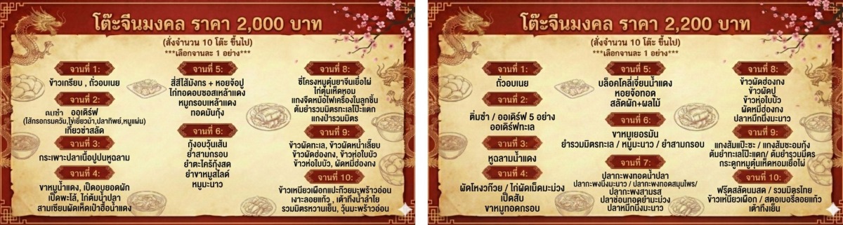 เมนูอาหารโต๊ะจีน 20002200 เมนูอาหารโต๊ะจีน 20002200
